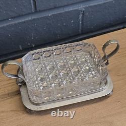 Job Lot 3 Vintage Silver Plated Glass Sardine Dishes & EP Fish Serving Fork