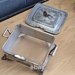 Job Lot 3 Vintage Silver Plated Glass Sardine Dishes & EP Fish Serving Fork