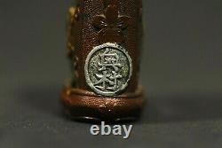 Kabutogane with Silver Plate Name Gunto WW2 Japanese Army Sword Fitting Copper