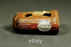 Kabutogane with Silver Plate Name Gunto WW2 Japanese Army Sword Fitting Copper