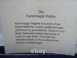 Kanmnagar Silver Filagree Two Handled Tray in Original Case, 20th Century Indian