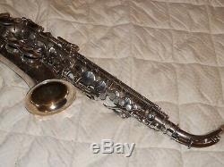 King Zephyr Alto Saxophone #188XXX, Original Silver Plate, Plays Great, Nice