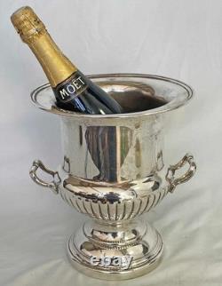 LARGE ORNATE SILVER PLATED CHAMPAGNE WINE COOLER ICE BUCKET f