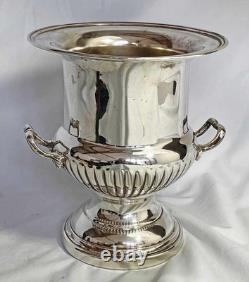 LARGE ORNATE SILVER PLATED CHAMPAGNE WINE COOLER ICE BUCKET f