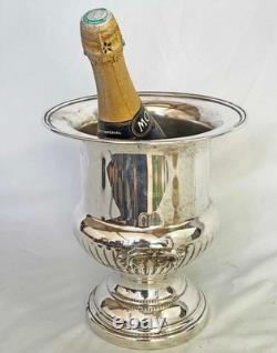 LARGE ORNATE SILVER PLATED CHAMPAGNE WINE COOLER ICE BUCKET f
