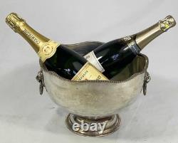 LARGE ORNATE SILVER PLATED CHAMPAGNE WINE COOLER MULTI BOTTLE ICE BUCKET c