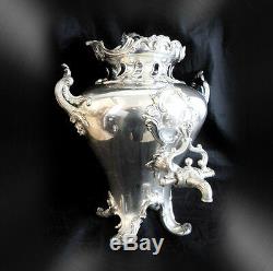 LARGE vintage silver plate hot water urn with decorative finial