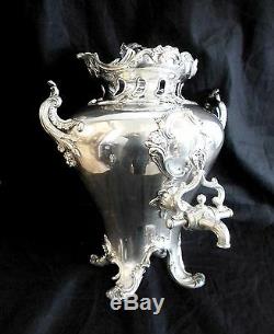 LARGE vintage silver plate hot water urn with decorative finial