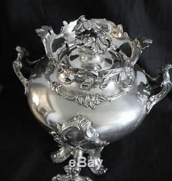 LARGE vintage silver plate hot water urn with decorative finial