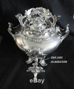 LARGE vintage silver plate hot water urn with decorative finial