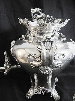 LARGE vintage silver plate hot water urn with decorative finial