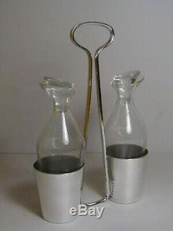 LINO SABATTINI For CHRISTOFLE GALLIA Silver Plated Glass Oil Vinegar Cruet Set