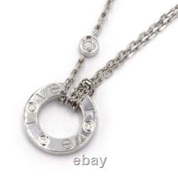 LOVE Necklace White Gold Plated, LOVE Pendant 16MM with 2 DIAMOND & Original Box