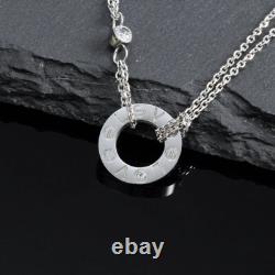 LOVE Necklace White Gold Plated, LOVE Pendant 16MM with 2 DIAMOND & Original Box