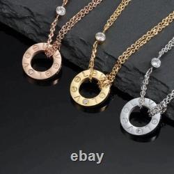 LOVE Necklace White Gold Plated, LOVE Pendant 16MM with 2 DIAMOND & Original Box