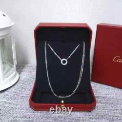 LOVE Necklace White Gold Plated, LOVE Pendant 16MM with 2 DIAMOND & Original Box