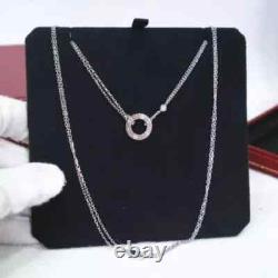 LOVE Necklace White Gold Plated, LOVE Pendant 16MM with 2 DIAMOND & Original Box