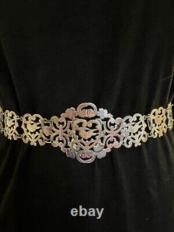 Ladies Edwardian antique silver plated belt26 /61cm waist Lovebirds wedding