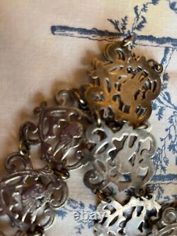 Ladies Edwardian antique silver plated belt26 /61cm waist Lovebirds wedding