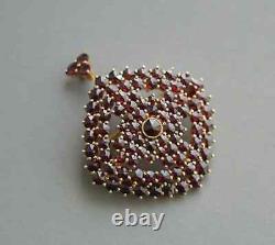 Large 3-tiered Bohemian Garnet Gold Plated 900 Solid Silver Pendant Brooch