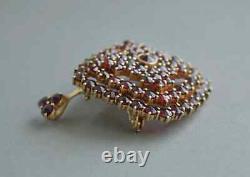 Large 3-tiered Bohemian Garnet Gold Plated 900 Solid Silver Pendant Brooch