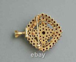 Large 3-tiered Bohemian Garnet Gold Plated 900 Solid Silver Pendant Brooch