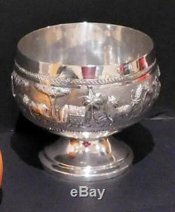 Large Anglo Indian Solid Silver Bowl. Double Walled. Lucknow, 1890s. 277 Grams