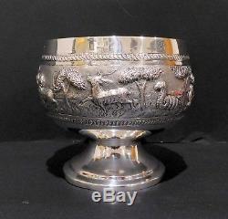 Large Anglo Indian Solid Silver Bowl. Double Walled. Lucknow, 1890s. 277 Grams