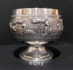 Large Anglo Indian Solid Silver Bowl. Double Walled. Lucknow, 1890s. 277 Grams