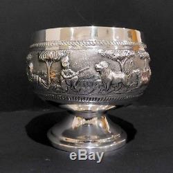 Large Anglo Indian Solid Silver Bowl. Double Walled. Lucknow, 1890s. 277 Grams