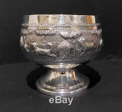 Large Anglo Indian Solid Silver Bowl. Double Walled. Lucknow, 1890s. 277 Grams