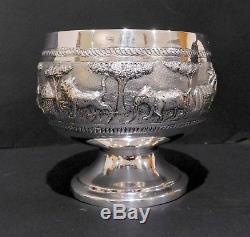 Large Anglo Indian Solid Silver Bowl. Double Walled. Lucknow, 1890s. 277 Grams