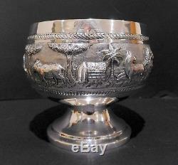 Large Anglo Indian Solid Silver Bowl. Double Walled. Lucknow, 1890s. 277 Grams