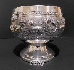 Large Anglo Indian Solid Silver Bowl. Double Walled. Lucknow, 1890s. 277 Grams