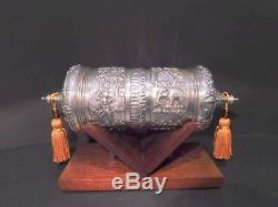Large Anglo Indian Solid Silver Scroll Document Holder, Calcutta 1890s 299Grams