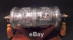 Large Anglo Indian Solid Silver Scroll Document Holder, Calcutta 1890s 299Grams