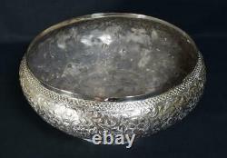 Large Antique Indian Silver Plated Bowl Late 19thC
