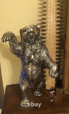 Large Antique Russian Bear silver plate