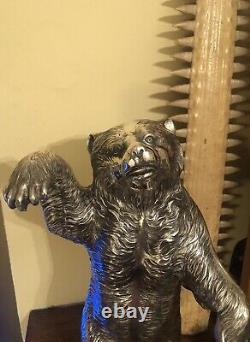 Large Antique Russian Bear silver plate