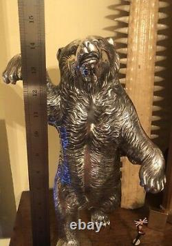 Large Antique Russian Bear silver plate