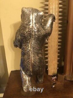 Large Antique Russian Bear silver plate