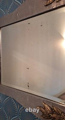 Large Arts & Crafts'silval' Hammered Pewter Wall Mirror, Bevelled Plate Mirror