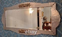 Large Arts & Crafts'silval' Hammered Pewter Wall Mirror, Bevelled Plate Mirror