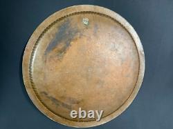 Large Copper Carved Plate Inlaid Silver with Trio of Musicians Egypt Large Copper Carved Plate Inlaid Silver with Trio of Musicians Egypt