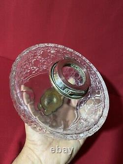 Large Cut Glass Oil Lamp Font With Silver Plate Fittings