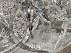 Large Dish Table Center Plate Covered Cut Glass Carved And Solid Silver