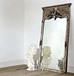 Large Original Plate Antique French Silver Gilt Louis Mirror 19th Century