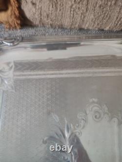 Large Ruolz Silver Plated Tray Louis XV Leaf Decor Fluted Cartouches