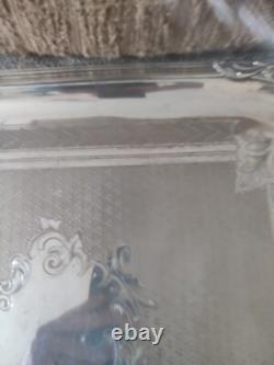 Large Ruolz Silver Plated Tray Louis XV Leaf Decor Fluted Cartouches