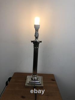 Large Victorian Silver Plate Corinthian Column Table Lamp English GS, Garrard